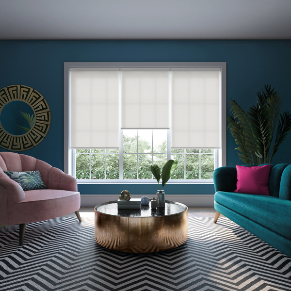 Smart blinds in modern living area